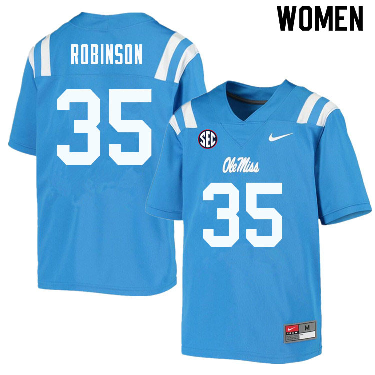 Mark Robinson Ole Miss Rebels NCAA Women's Powder Blue #35 Stitched Limited College Football Jersey ERP6658TZ